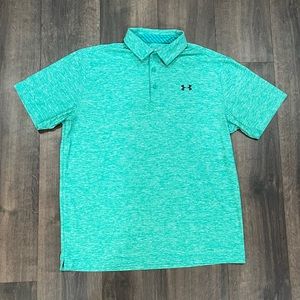 Men’s under armour golf shirt. Heat gear loose fit size large.